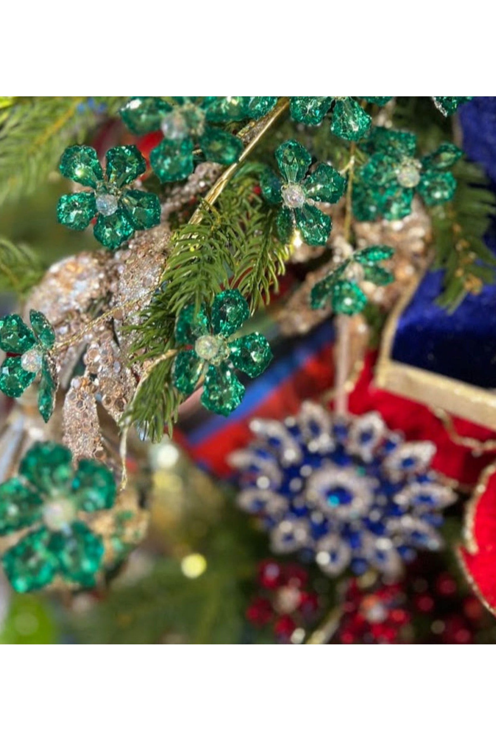 Shop For 28" Flower Faux Crystal Spray: Green