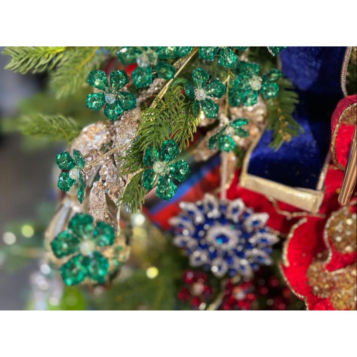 Shop For 28" Flower Faux Crystal Spray: Green