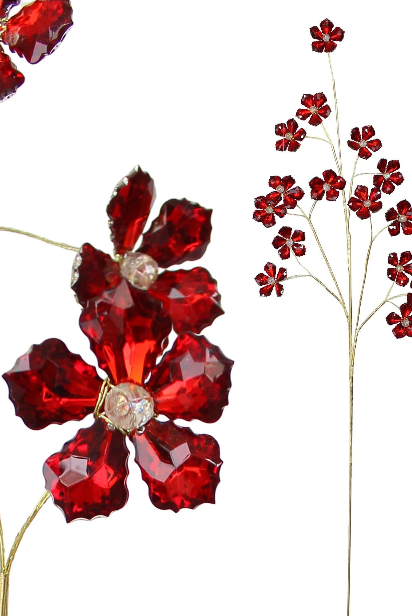 Shop For 28" Flower Faux Crystal Spray: Red
