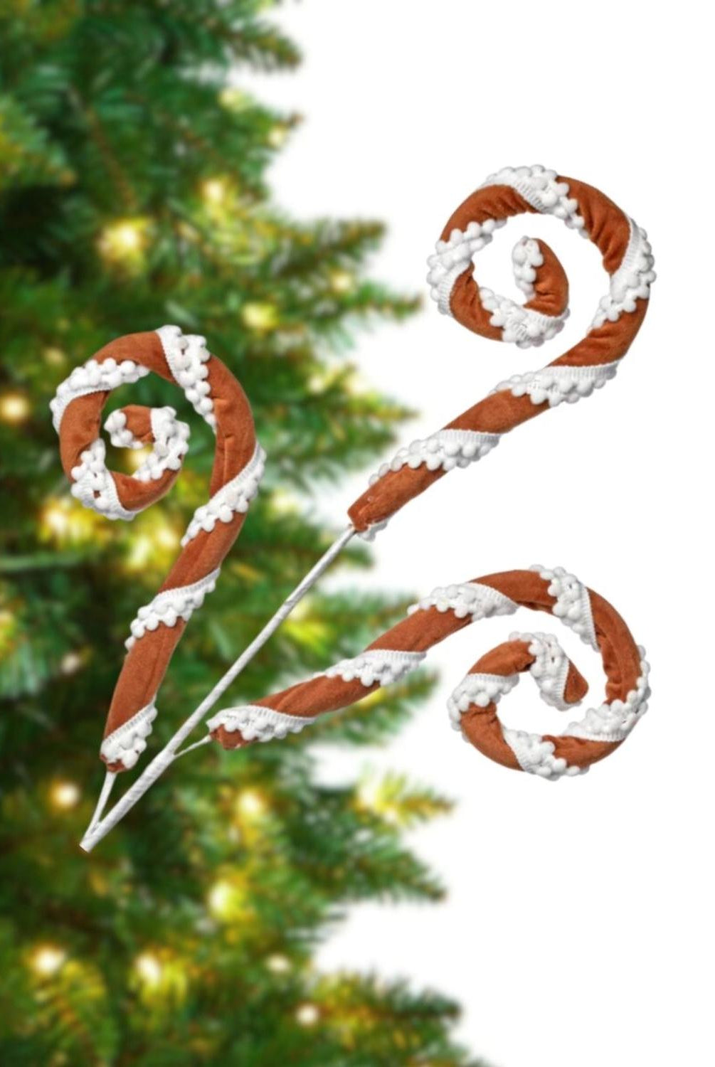 28" Gingerbread Stripe Curly Spray
