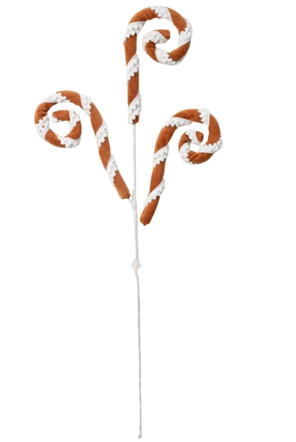 28" Gingerbread Stripe Curly Spray