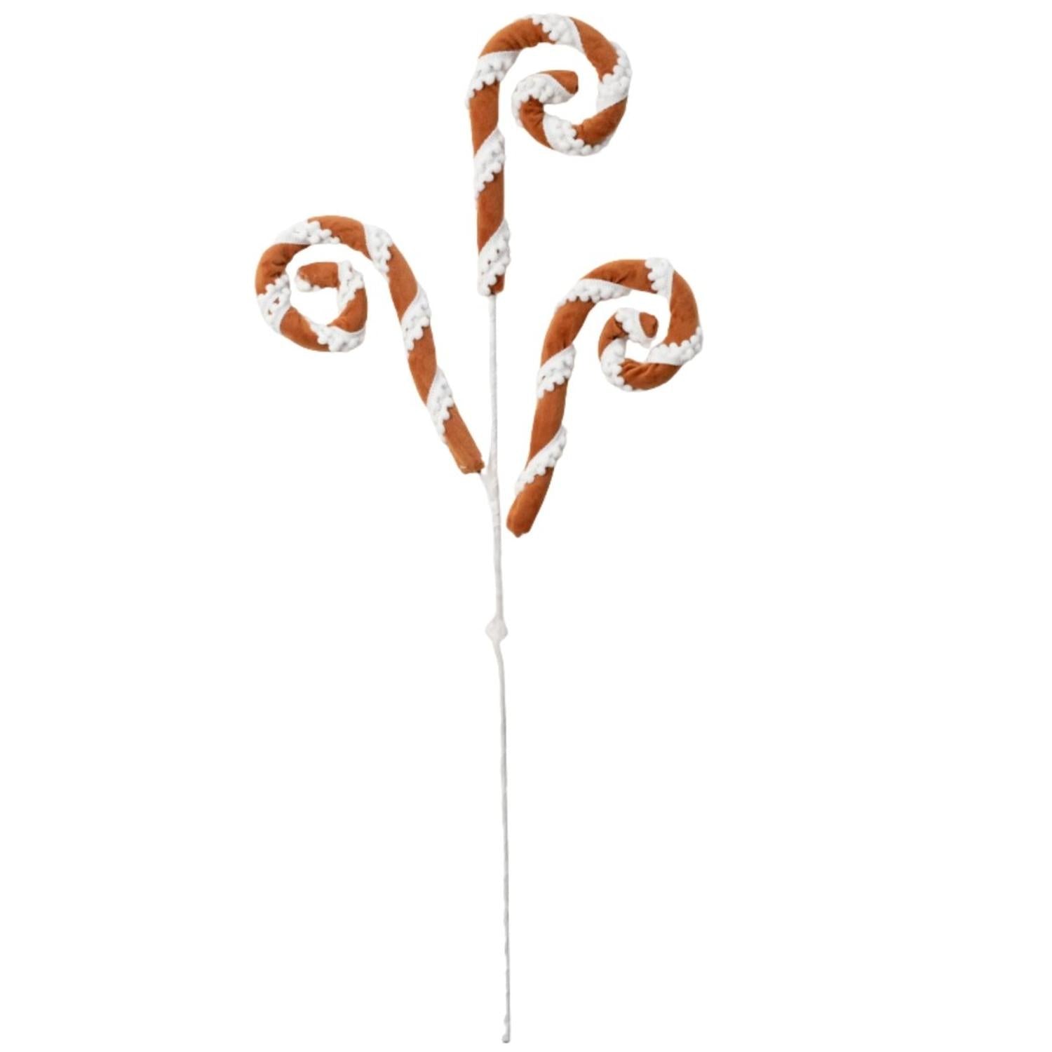 28" Gingerbread Stripe Curly Spray