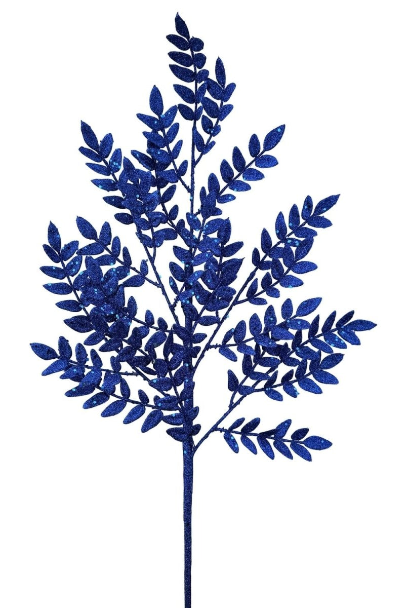 Shop For 28" Glitter Fern Spray: Blue