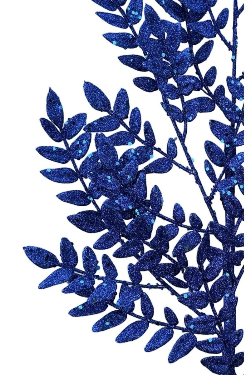 Shop For 28" Glitter Fern Spray: Blue