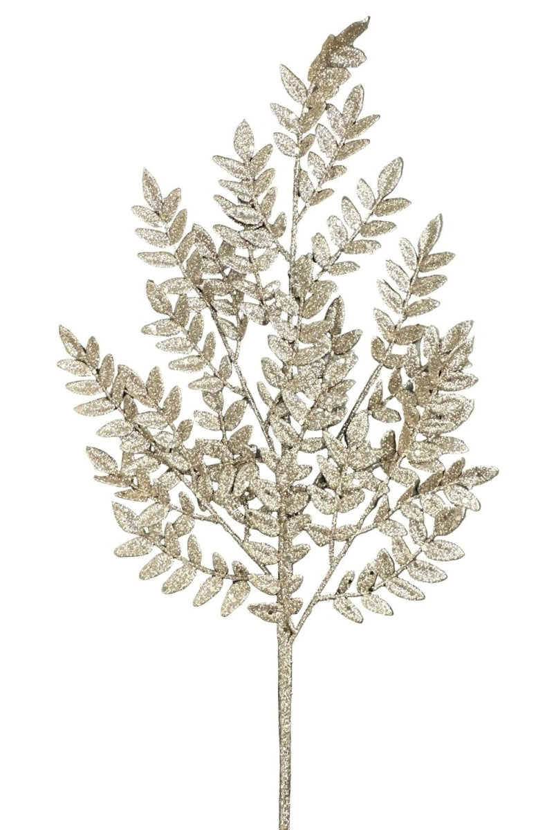 Shop For 28" Glitter Fern Spray: Champagne
