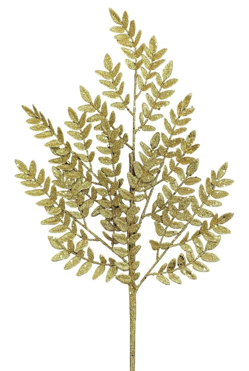 Shop For 28" Glitter Fern Spray: Gold