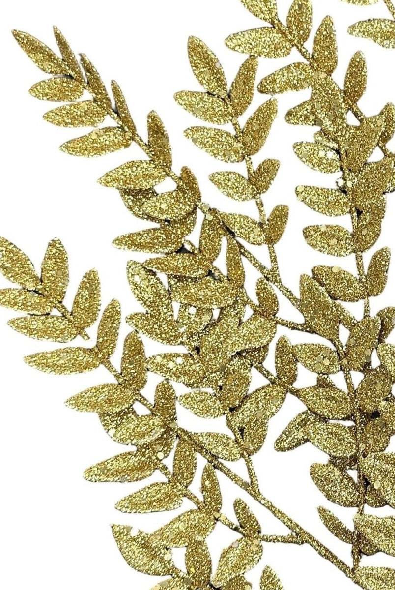 Shop For 28" Glitter Fern Spray: Gold