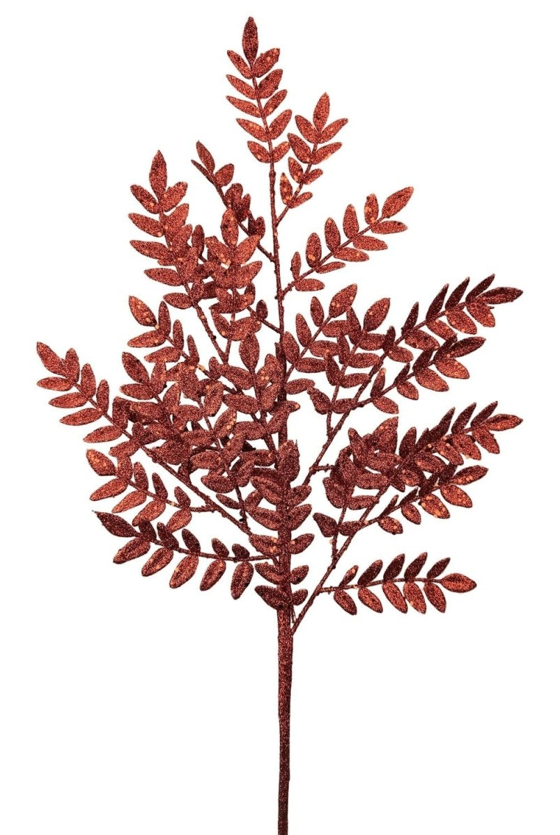 Shop For 28" Glitter Fern Spray: Red