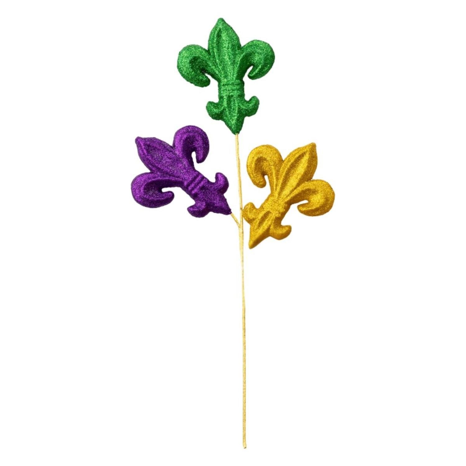 28" Glitter Fleur de Lis Spray