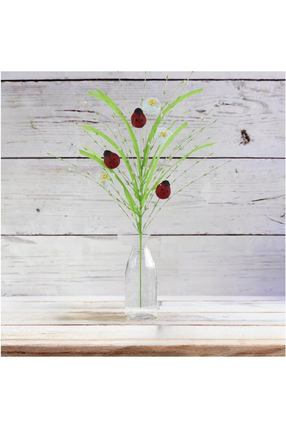 28" Grass Pip Flower Ladybug Spray