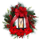 Shop For 28” Poinsettia and Berry Holiday Lantern Christmas Wreath