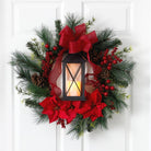 Shop For 28” Poinsettia and Berry Holiday Lantern Christmas Wreath