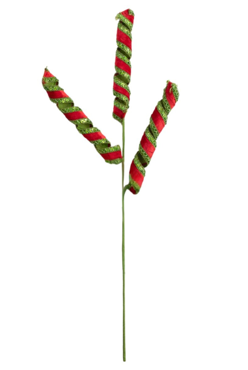 Shop For 28" Stripe Tinsel Curly Spray: Red & Green