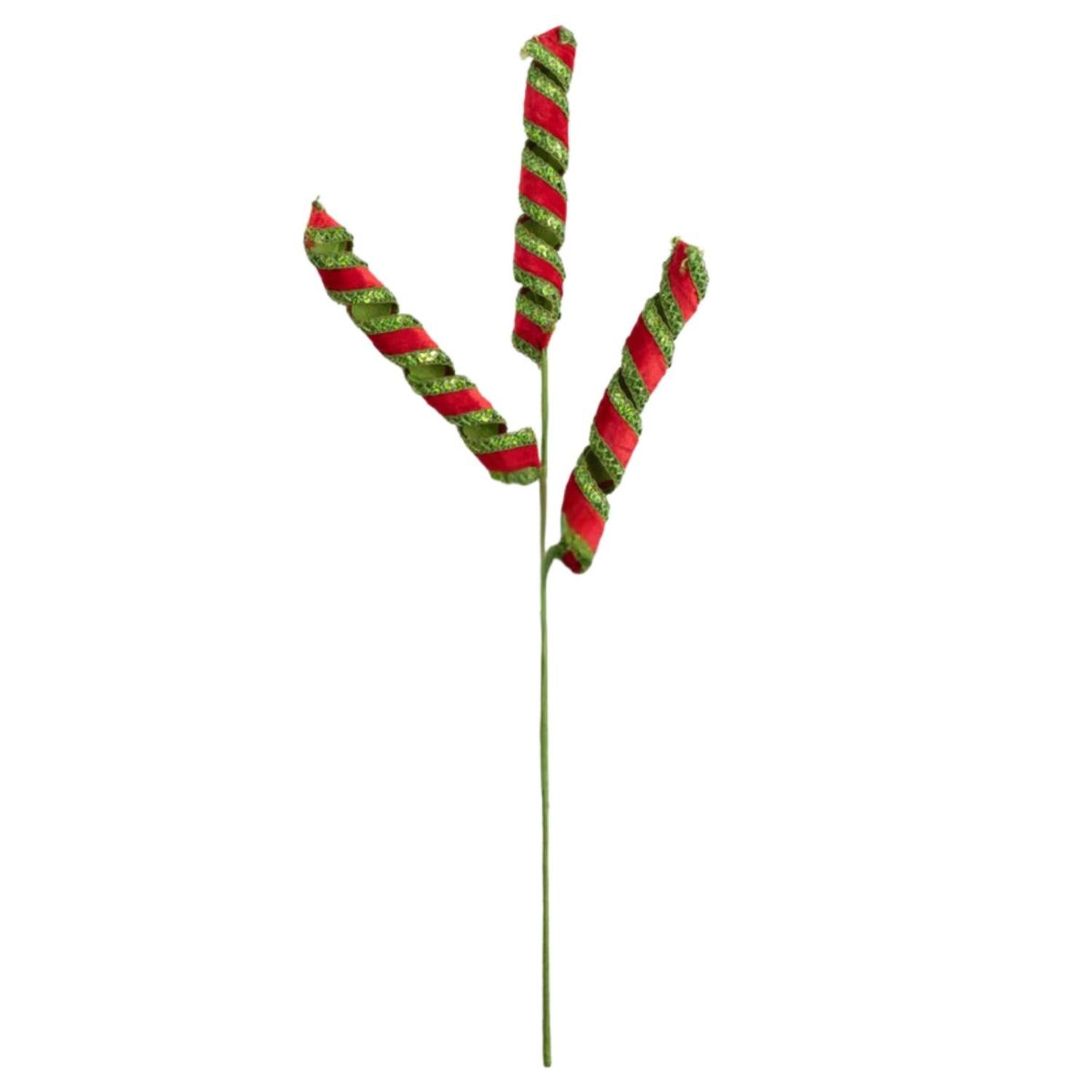 Shop For 28" Stripe Tinsel Curly Spray: Red & Green