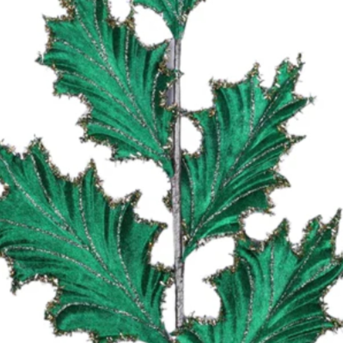 Shop For 28" Tinsel Holly Leaf Spray: Emerald Green