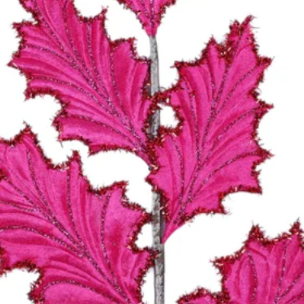 Shop For 28" Tinsel Holly Leaf Spray: Hot Pink