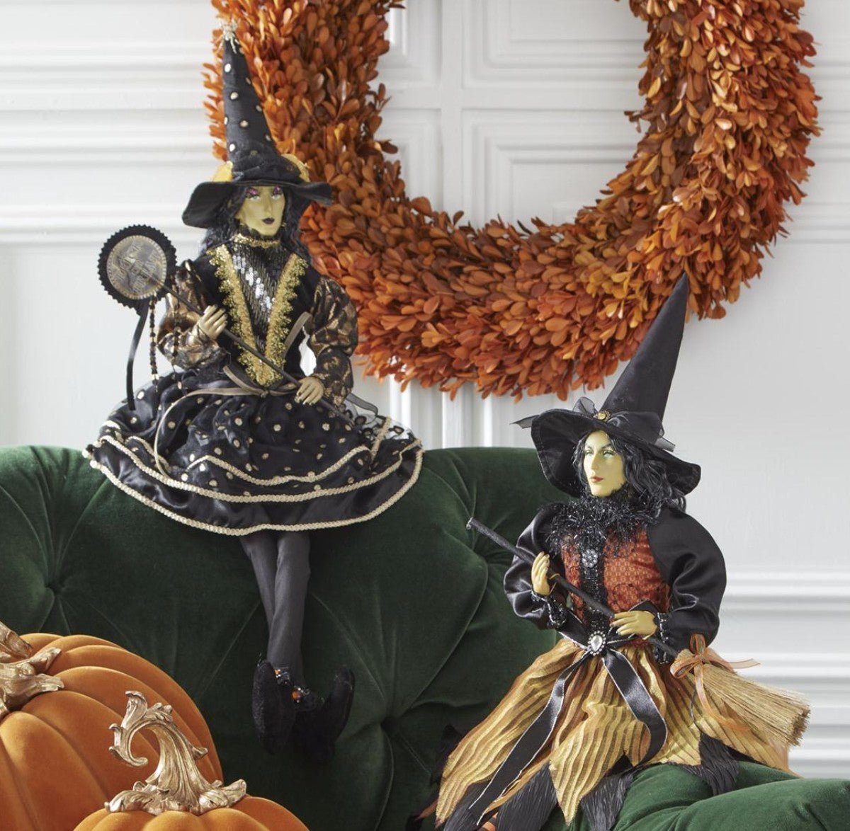 Shop For 28in Clara Sitting Witch w/Black and Gold Dot Dress