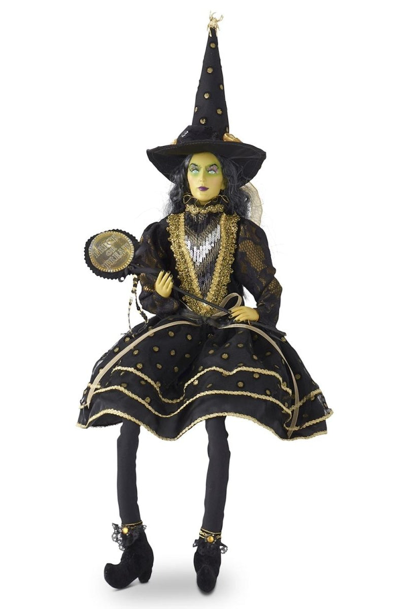 Shop For 28in Clara Sitting Witch w/Black and Gold Dot Dress