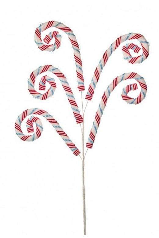 Shop For 28in Peppermint Candy Cane Spray: Ice Blue