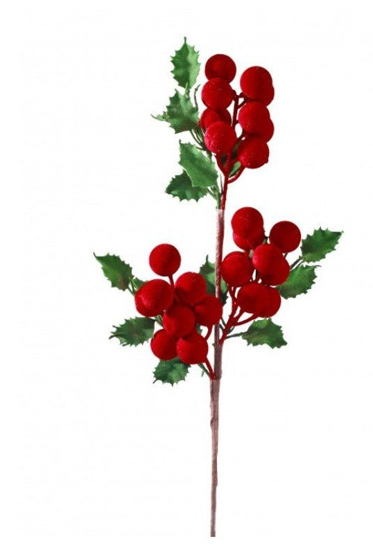 Shop For 28inch Flocked Holly Berry Spray