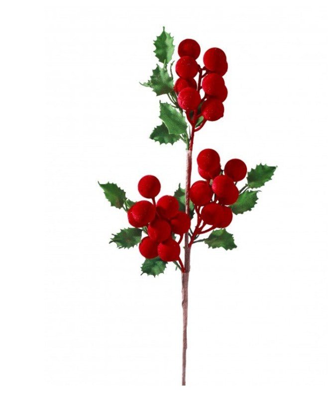 Shop For 28inch Flocked Holly Berry Spray
