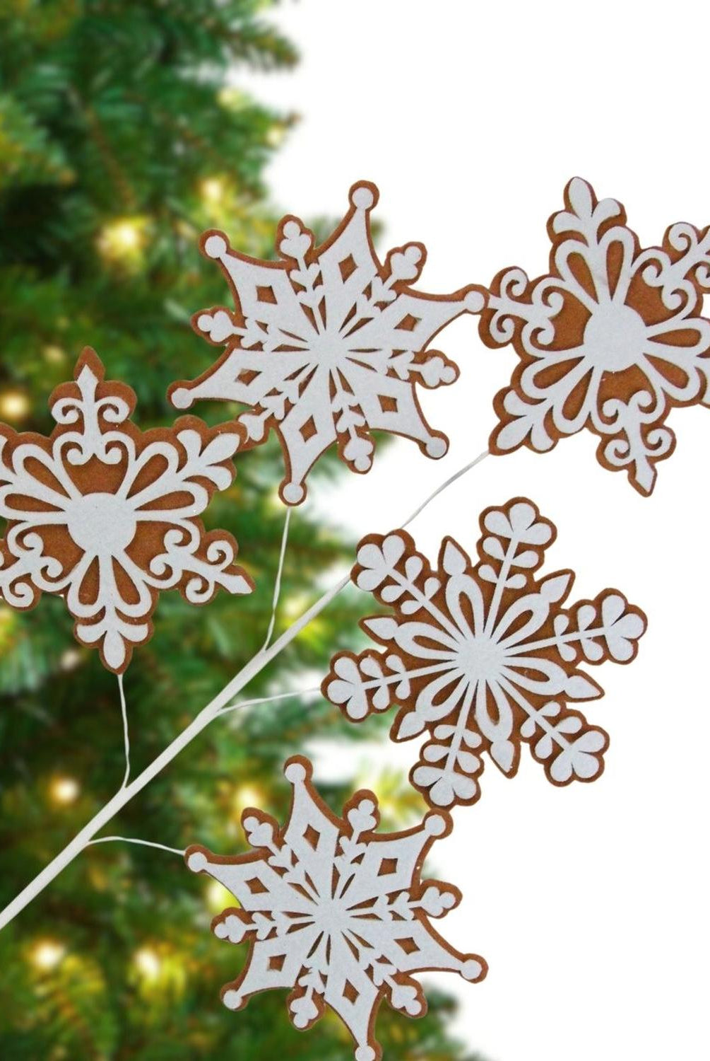 29" Felt Gingerbread Snowflake Spray