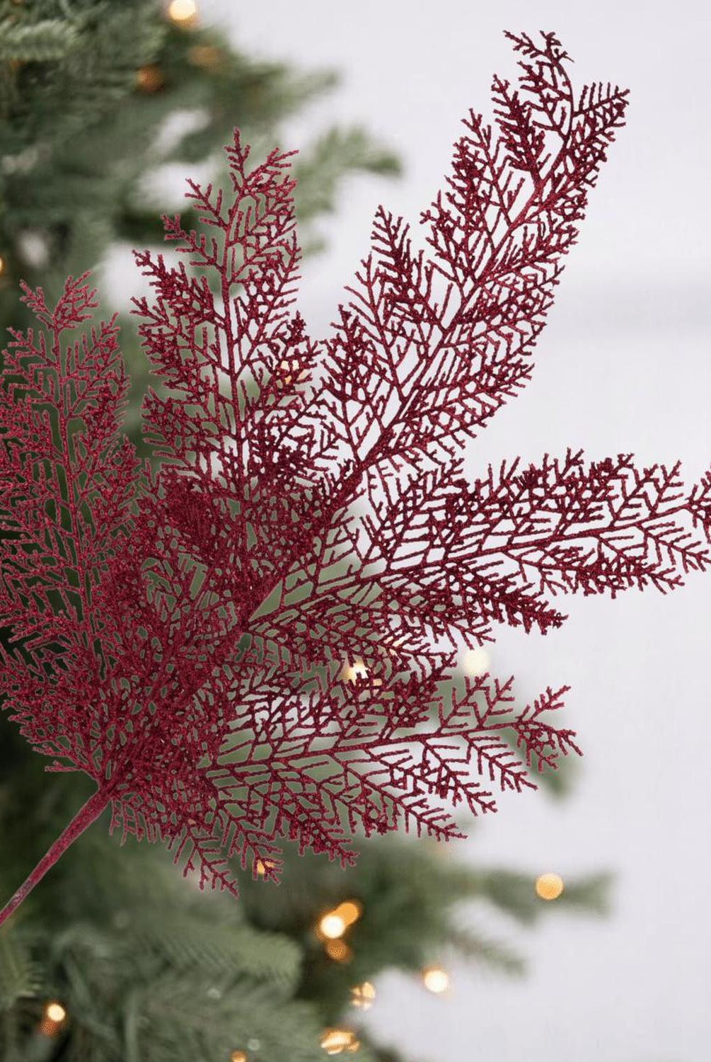 Shop For 29" Glitter Fern Spray: Burgundy