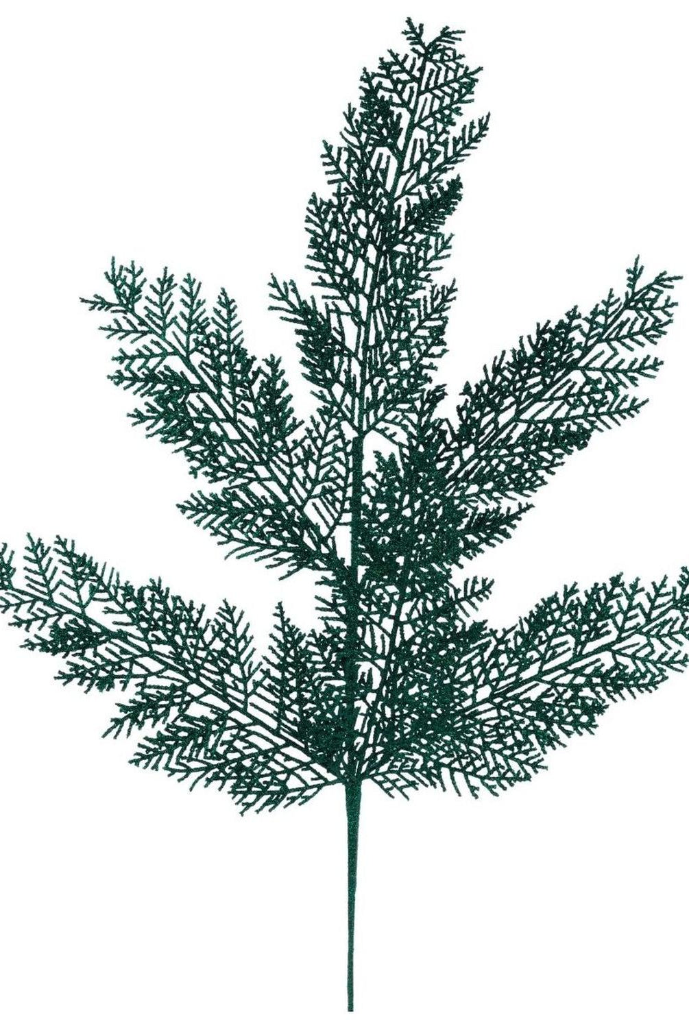 29" Glitter Fern Spray: Hunter Green