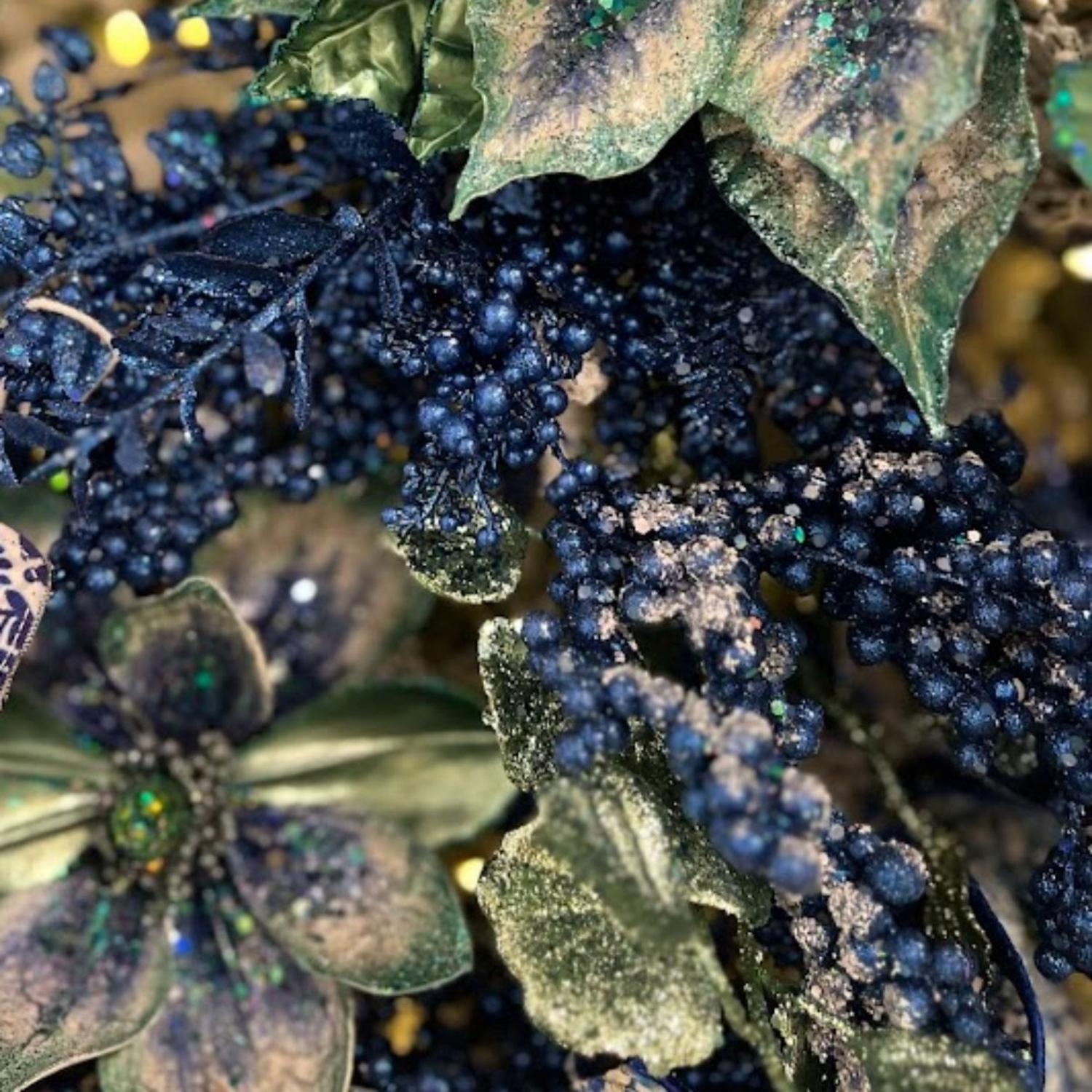 Shop For 29" Glitter Mix Berry Cedar Spray: Blue