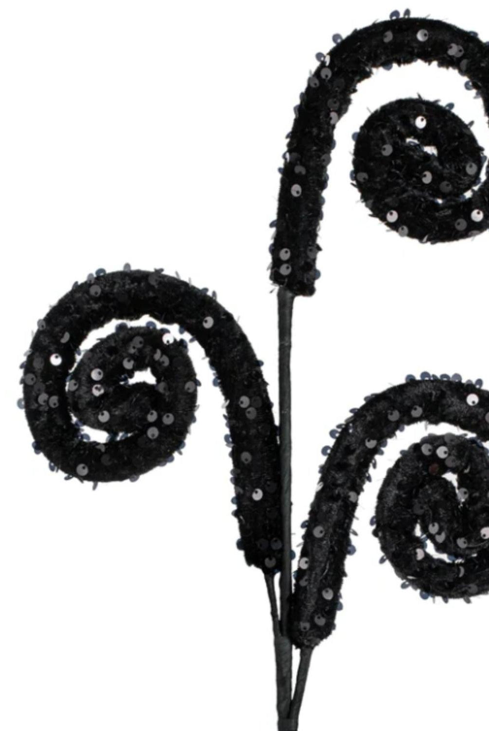 29" Glitter Scroll Curly Spray: Black