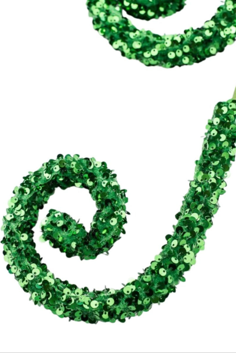 Shop For 29" Glitter Scroll Curly Spray: Green