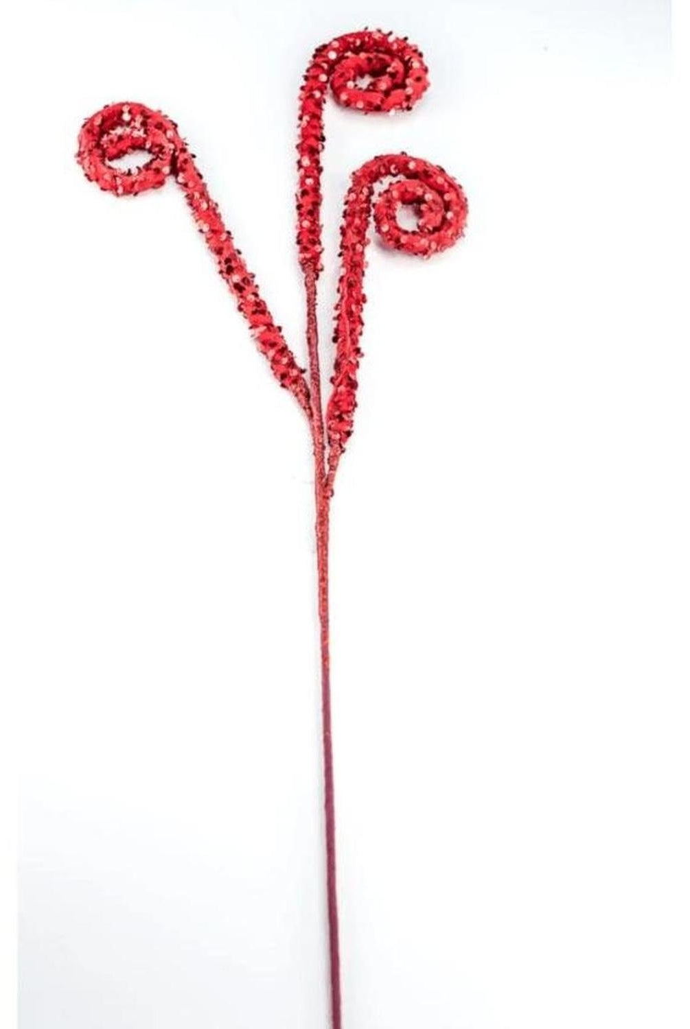 29" Glitter Scroll Curly Spray: Red