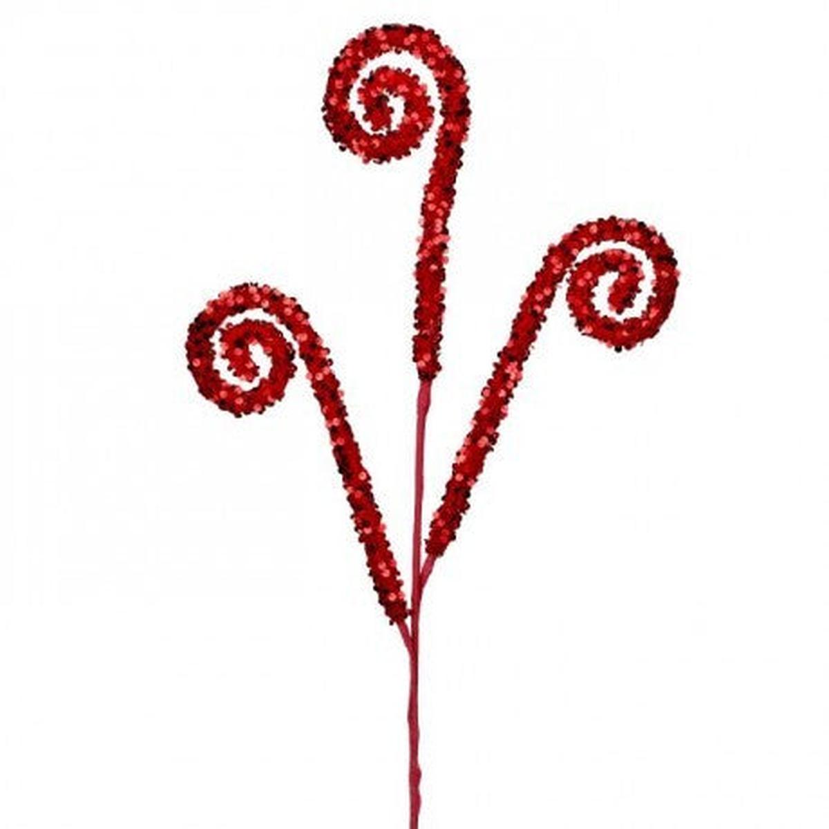 Shop For 29" Glitter Scroll Curly Spray: Red