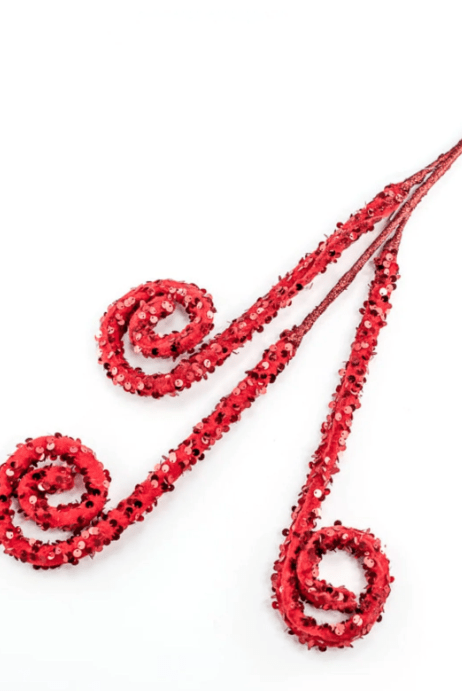 Shop For 29" Glitter Scroll Curly Spray: Red