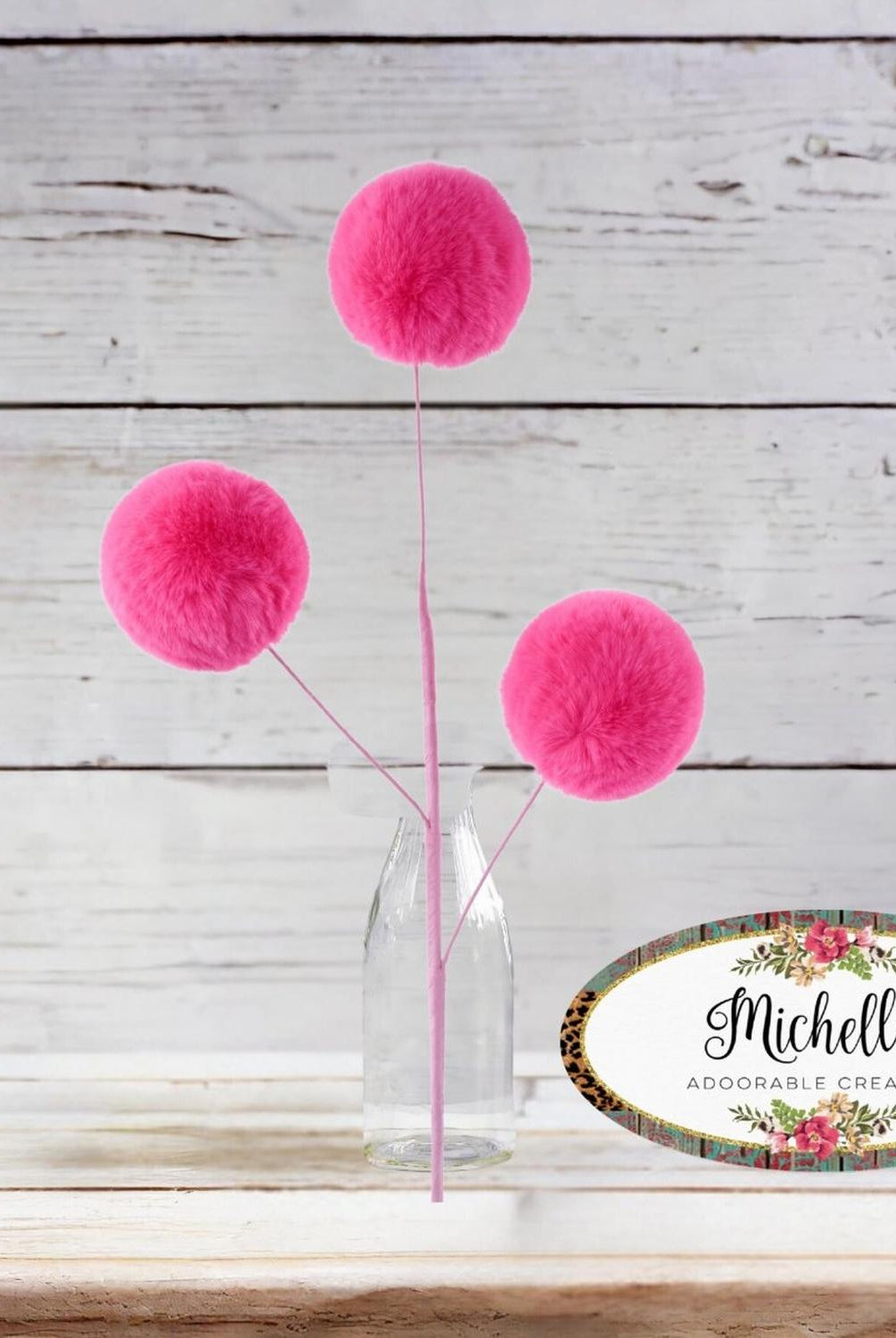 29" Pom Pom Spray: Hot Pink