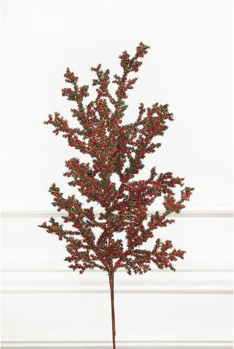 Shop For 29" Red & Green Glitter Berry Spray