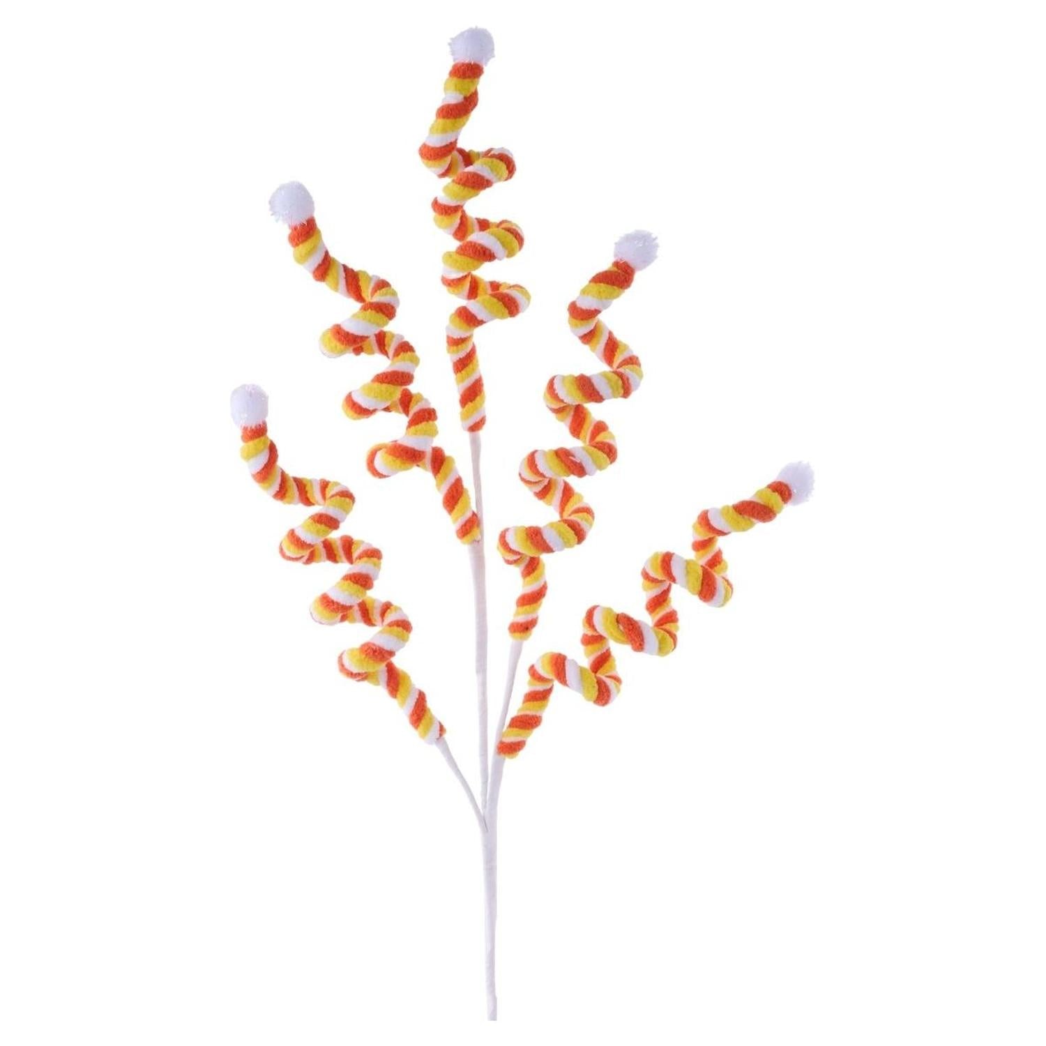 Shop For 29" Velvet Rope Pom Pom Spray: Candy Corn