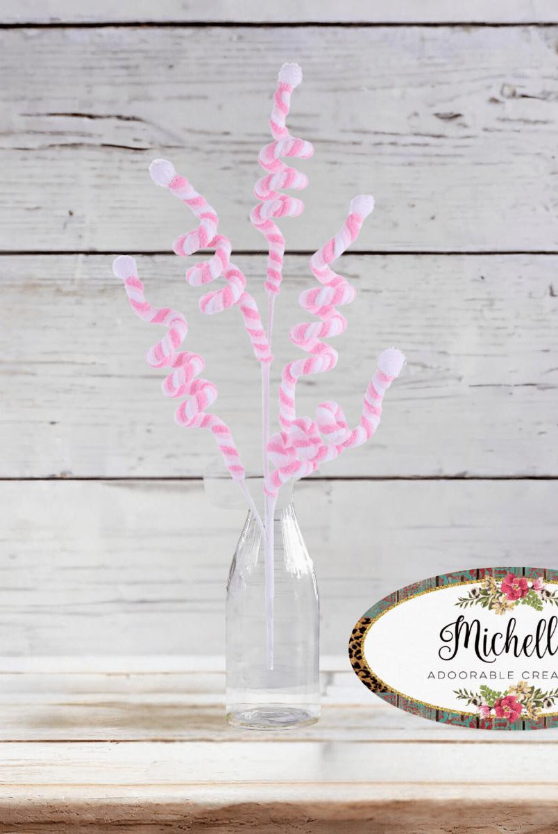 Shop For 29" Velvet Rope Pom Pom Spray: Pink/White