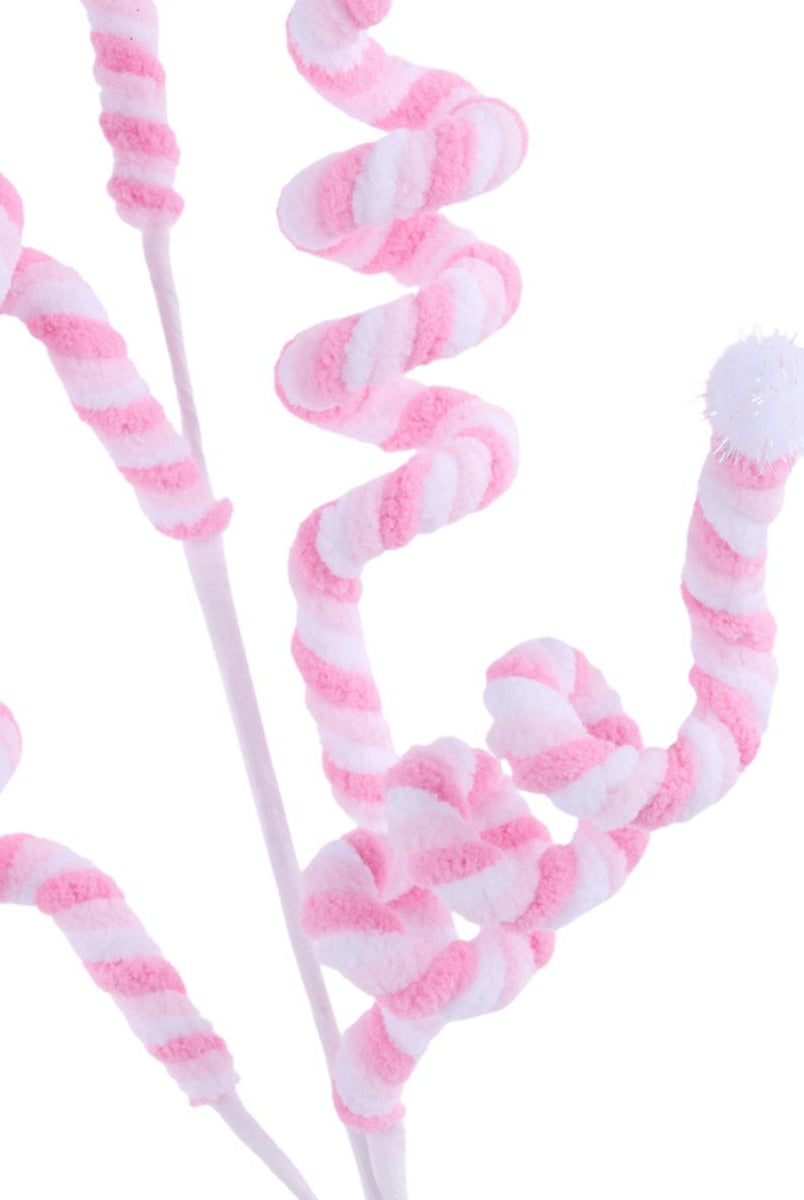 Shop For 29" Velvet Rope Pom Pom Spray: Pink/White