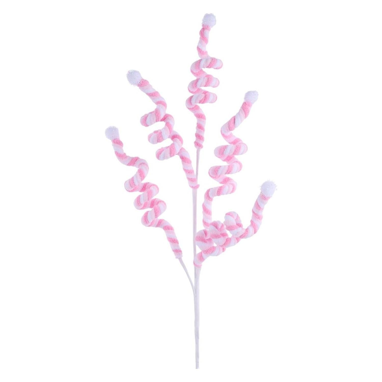 29" Velvet Rope Pom Pom Spray: Pink/White