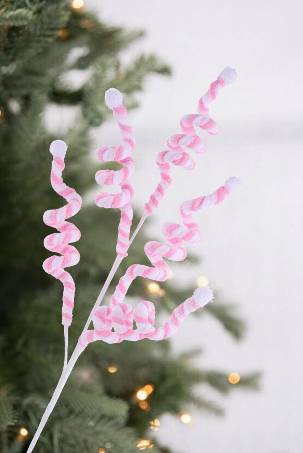 29" Velvet Rope Pom Pom Spray: Pink/White