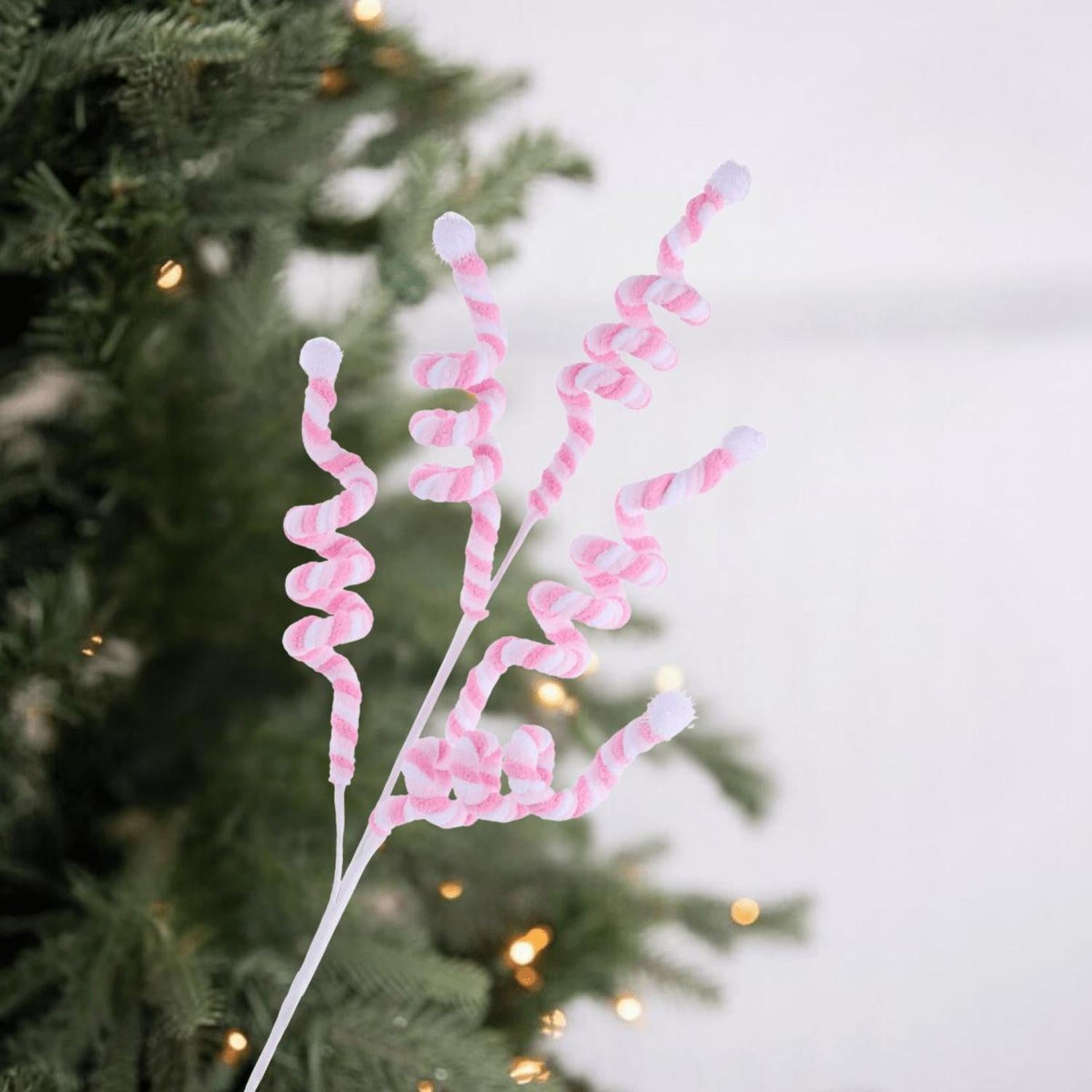 29" Velvet Rope Pom Pom Spray: Pink/White