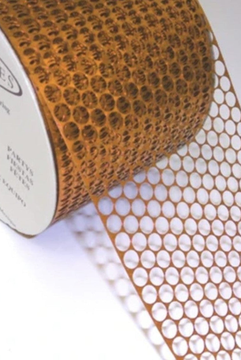 Shop For 3 1/4in Metallic Honeycomb Ribbon: Orange (50 Yards)