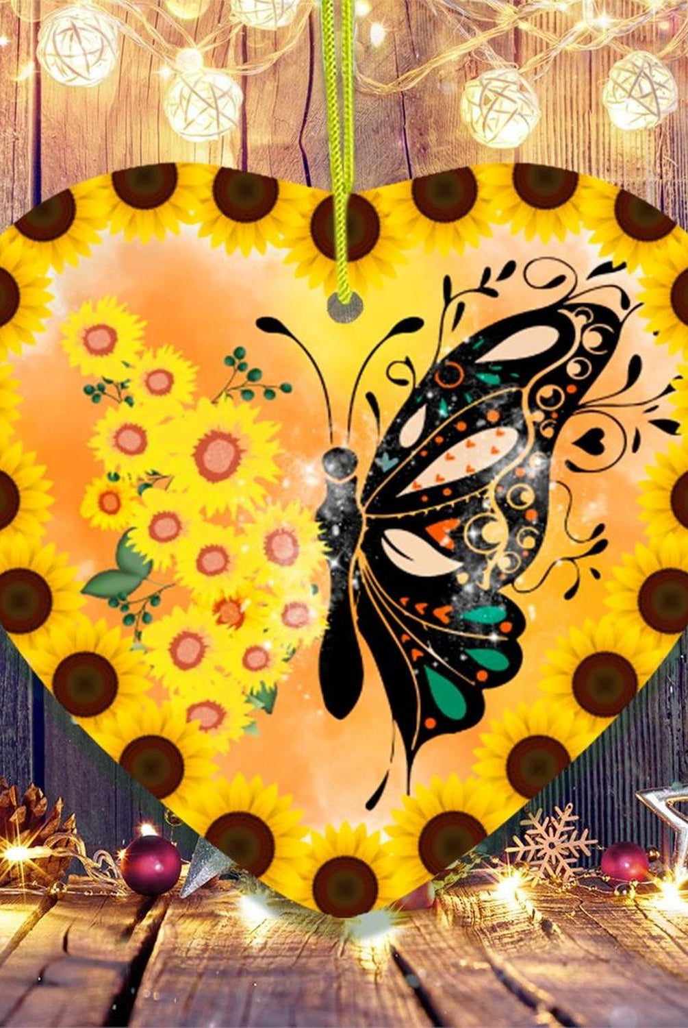 Sunflower Butterfly Artistic Ornament