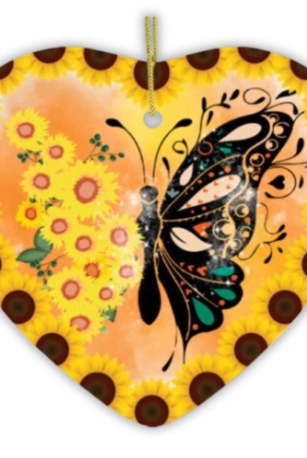 Sunflower Butterfly Artistic Ornament