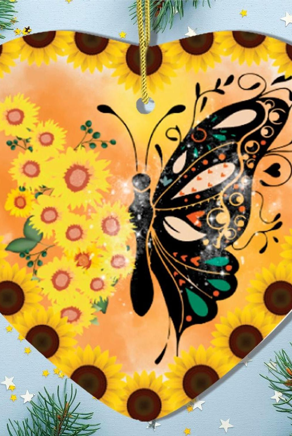 Sunflower Butterfly Artistic Ornament
