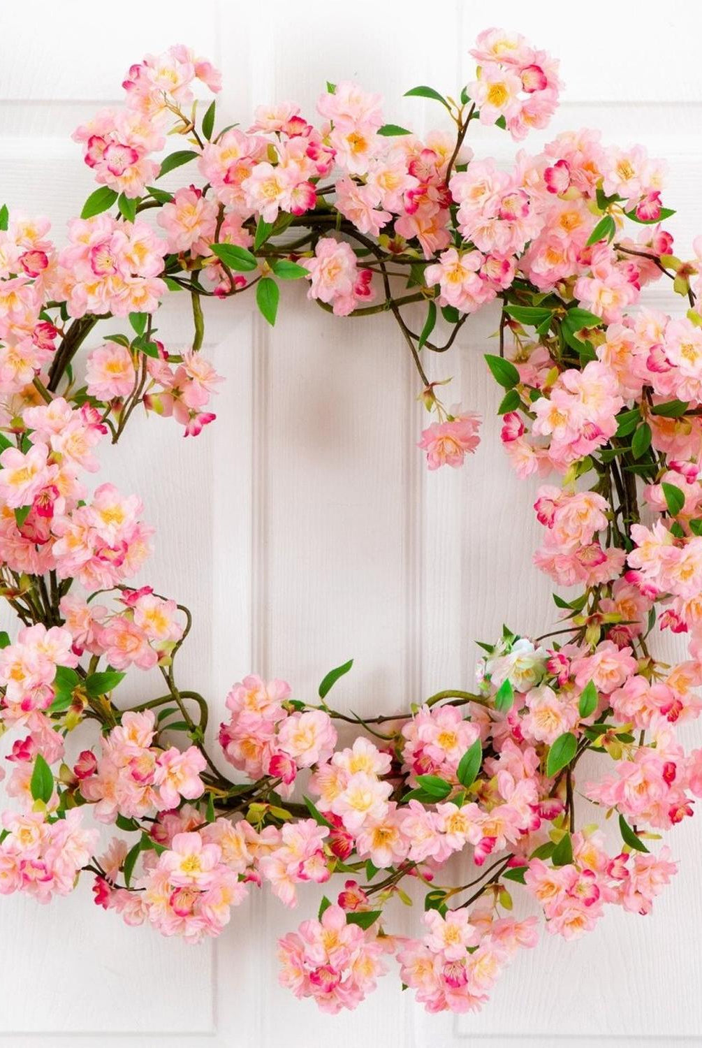 30” Artificial Pink Cherry Blossom Wreath