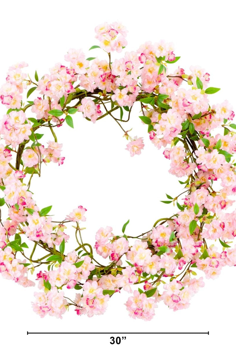 Shop For 30” Artificial Pink Cherry Blossom Wreath