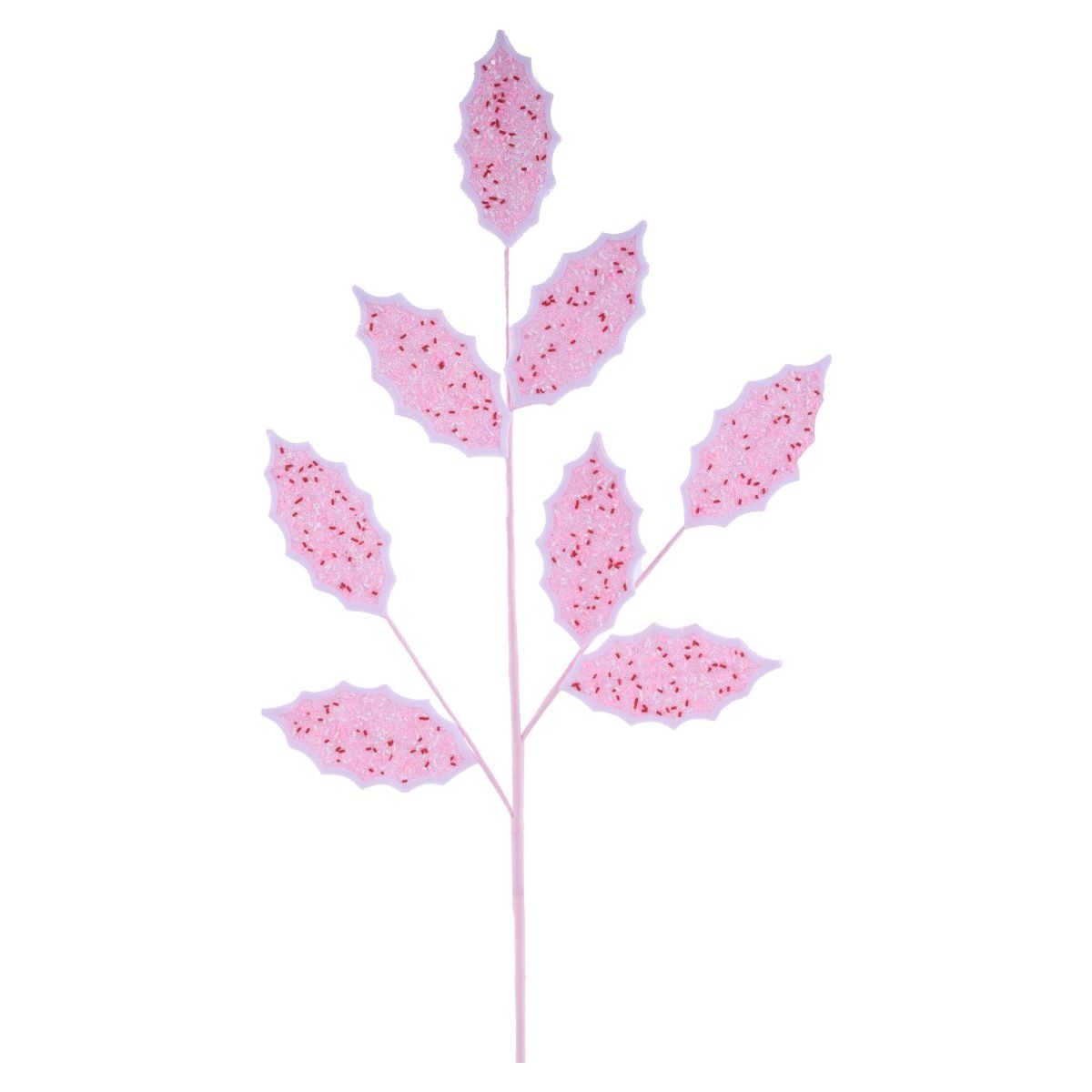 Shop For 30" Glitter Sprinkles Holly Leaf Spray: Pink