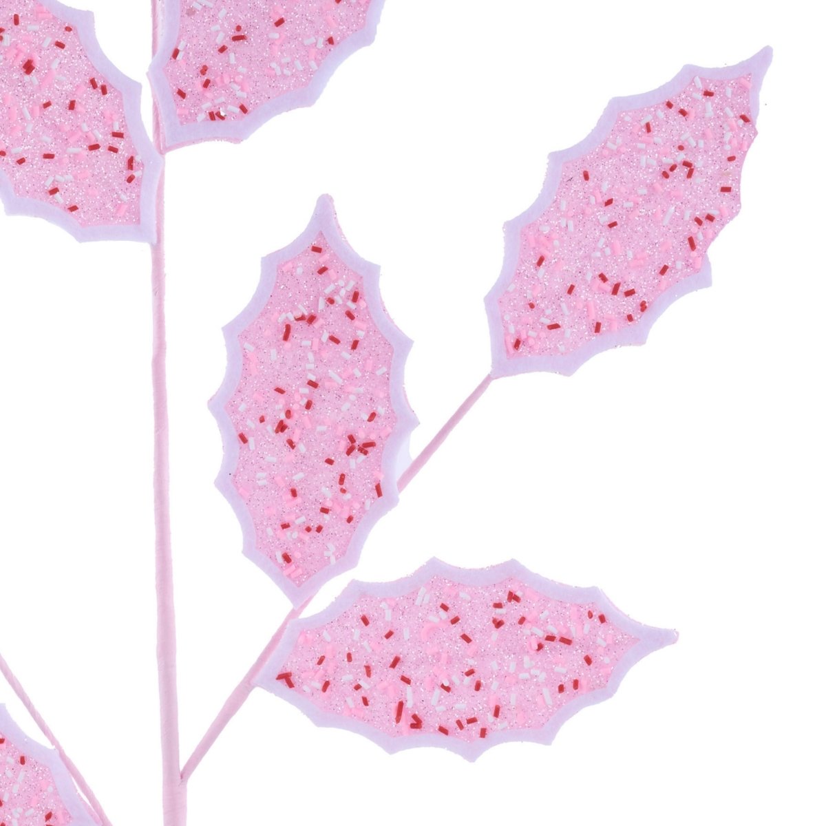 Shop For 30" Glitter Sprinkles Holly Leaf Spray: Pink